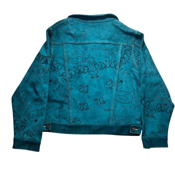 MENACE Green Laser Engraved Suede Jacket Medium - Picture 4 of 7